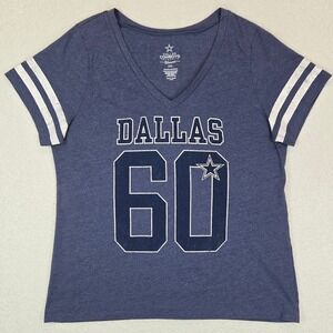 Dallas Cowboys Women's V-Neck T-Shirt 2XL Blue Graphic NFL Fan
